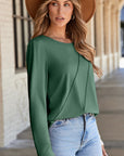 Anna Asymmetric Seam Detail Long Sleeve Top