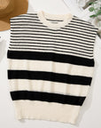 Irene Striped O Neck Sweater Vest