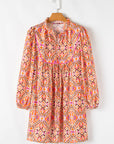 Abstract Long Sleeve Mini Dress