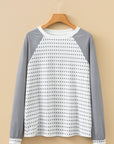 Stripe Raglan Patchwork Long Sleeve Top