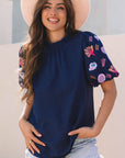 Maddison Shellfish Coral Embroidery Blouse