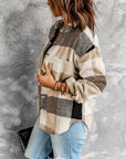 Plaid Button-Up Long Sleeve Pocketed Shacket