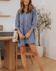 Londyn Buttoned Long Sleeve Denim Mini Dress