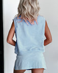 Playdate Mineral Wash Sleeveless Top and Split Skort Set
