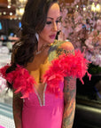 Feathered Bandage Dress