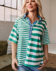 Ari Stripe Half Buttons Top