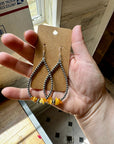 3 mm sterling silver pearls earrings teardrop with yellow amber