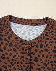 Leopard Ruffle Puff Sleeve Blouse