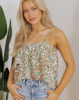 Kaiya Floral Spaghetti Strap Ruffle Summer Tank Top