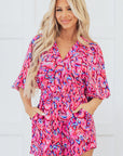 Sevyn Abstract V Neck High Waist Romper