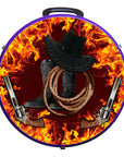 Hilason Medium 4 Rope Capacity Rope Can With Attractive Printed Genuine Leather Trim