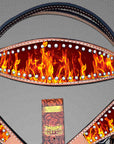 Hilason Western Horse Headstall Breast Collar Set American Leather Flame