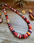 BE BOLD - 22-Inch Spiny Oyster & Wampum Statement Necklace with Sterling Silver Pearls