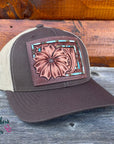 Daisy Leather Patch Trucker Cap