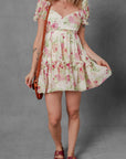 Floral Ruffle Sweetheart Mini Dress