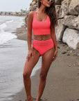 Aleena Scalloped Criss Cross High Waist Bikini