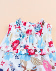 Selene Frill Mock Neck Sleeveless Tiered Floral Dress