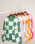 Checker Bishop Sleeve Sweater