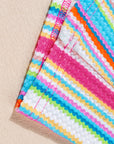 Kenna Stripe Rainbow Eyelet Knit Button Decor Tank Top