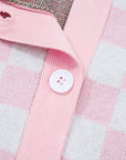 Checker Christmas Tree Buttoned V-Neck Cardigan Sweater