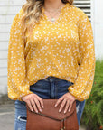 Plus Size Floral Ruched V-Neck Blouse