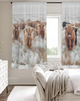 Highland Cows Window Curtain 52"x63" (2-Piece) Made in America