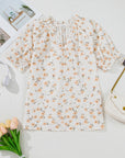 Jaylani Floral Eyelet Puff Sleeve Blouse