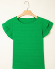 Textured Ruffle Sleeve Top
