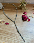 Lariat graduated sterling silver pearl
