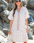 Jaycee Floral Neck Tie Ruffled Dress