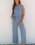 Teresa Ribbed Ruffle Tank Top and Pants Set