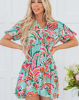 Erin Lace-up High Waist Buttoned Mini Dress