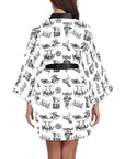 Cowboy Print Western Satin Kimono Robe