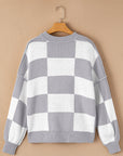 Checker Bishop Sleeve Sweater