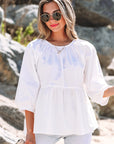 Paula Bow Knot Cutout Back Blouse