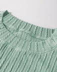 Solid Cable Textured Flutter Sleeve Top