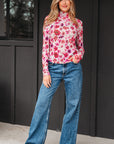 Rosalie Floral Long Sleeve Slim Fit Mesh Top