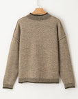 River Contrast Trim Mock Neck Sweater