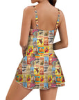 Vintage Rodeo Poster Skirted Swimsuit