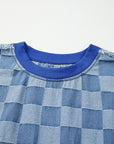 Jessica Checkerboard Oversized Denim Pullover