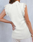 Fringe Mock Neck Sleeveless Sweater