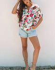 Adele Floral Slit V Neck Blouse
