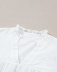 Priscilla Embroidered Puff Sleeve Notched Neck Blouse
