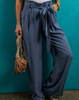 Luna Belted Frilly Waist Wide Leg Loose Pants