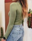 Solid Scoop Neck Long Sleeve Top
