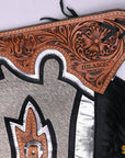 Ch206N-F Hilason Bull Riding Light Natural Hair On Leather Rodeo Chaps