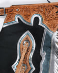 Hilason Handmade Genuine Leather Chaps Adult Handtooled Rodeo Bull Riding