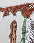 Hilason Pro Rodeo Bronc Bull-Riding Show Genuine Leather Chaps - White