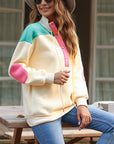 Helen Elbow Patch Half Button Sweatshirt