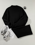 Solid Zip-Up Jacket and Drawstring Pants Set